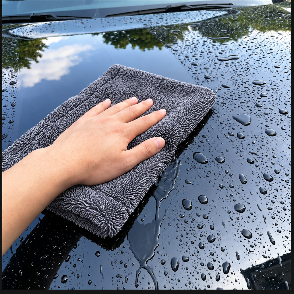1400 GSM Microfiber Drying Towel – 15" × 15" Twisted Loop | Precision Clean