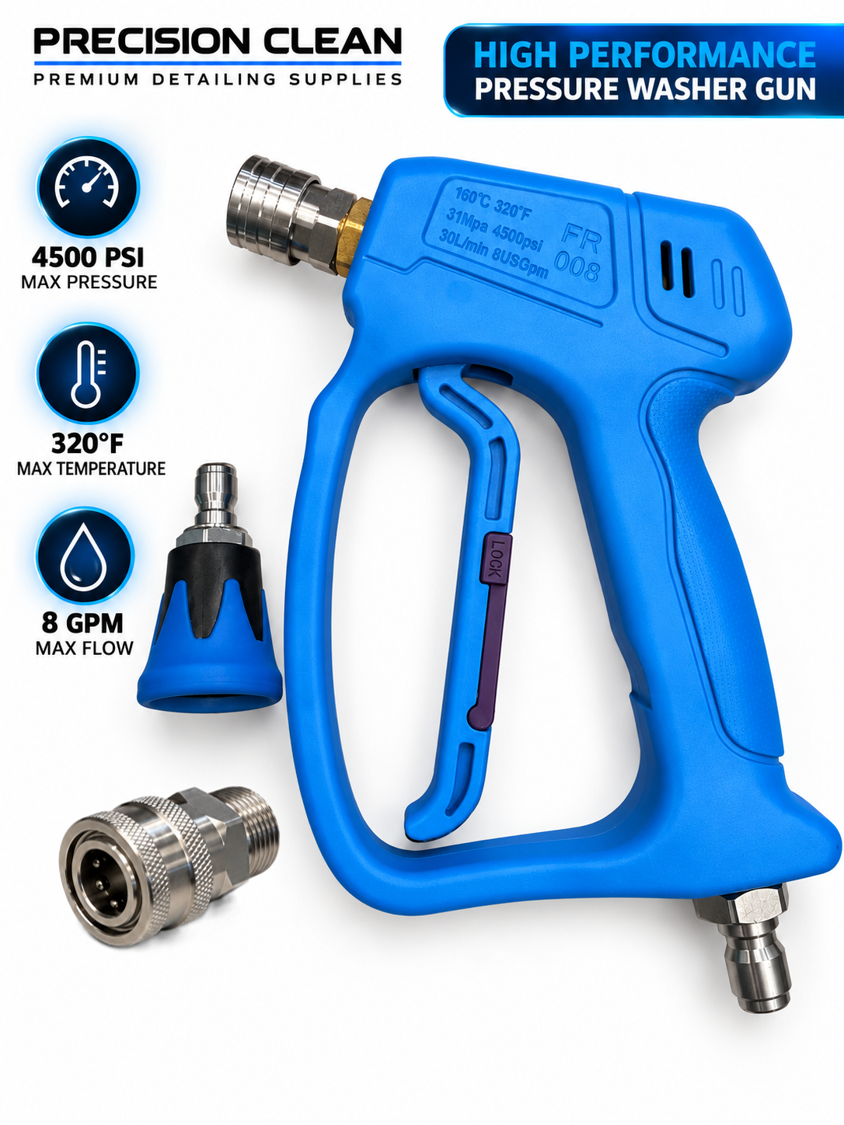 Professional Short Pressure Washer Gun – 3/8" Quick Connect Inlet & 1/4" Outlet – Blue
